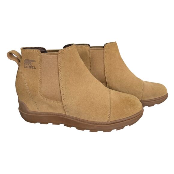 Sorel Shoes - SOREL Evie II Wedge Chelsea Boot in Caribou Buff Gum Tan Suede Women’s 7.5